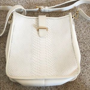 Stone embossed python crossbody bag in white ⭐️❄️